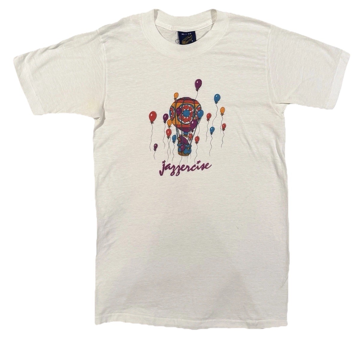 Vintage Sneakers Womens White Jazzercise Hot Air Balloon T shirt M USA MADE 90s