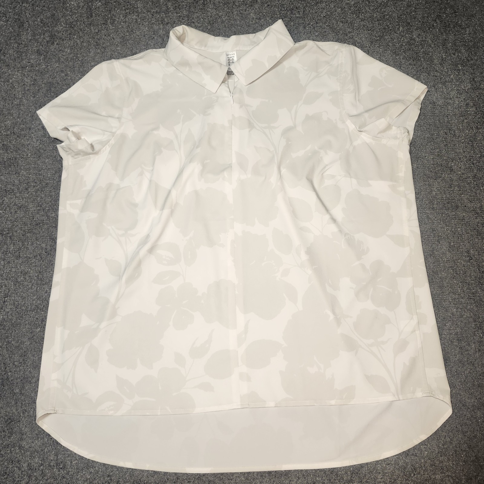 Spanx Top Womens White XL Sunshine Floral Print 1/4 Zip UPF Casual Shirt