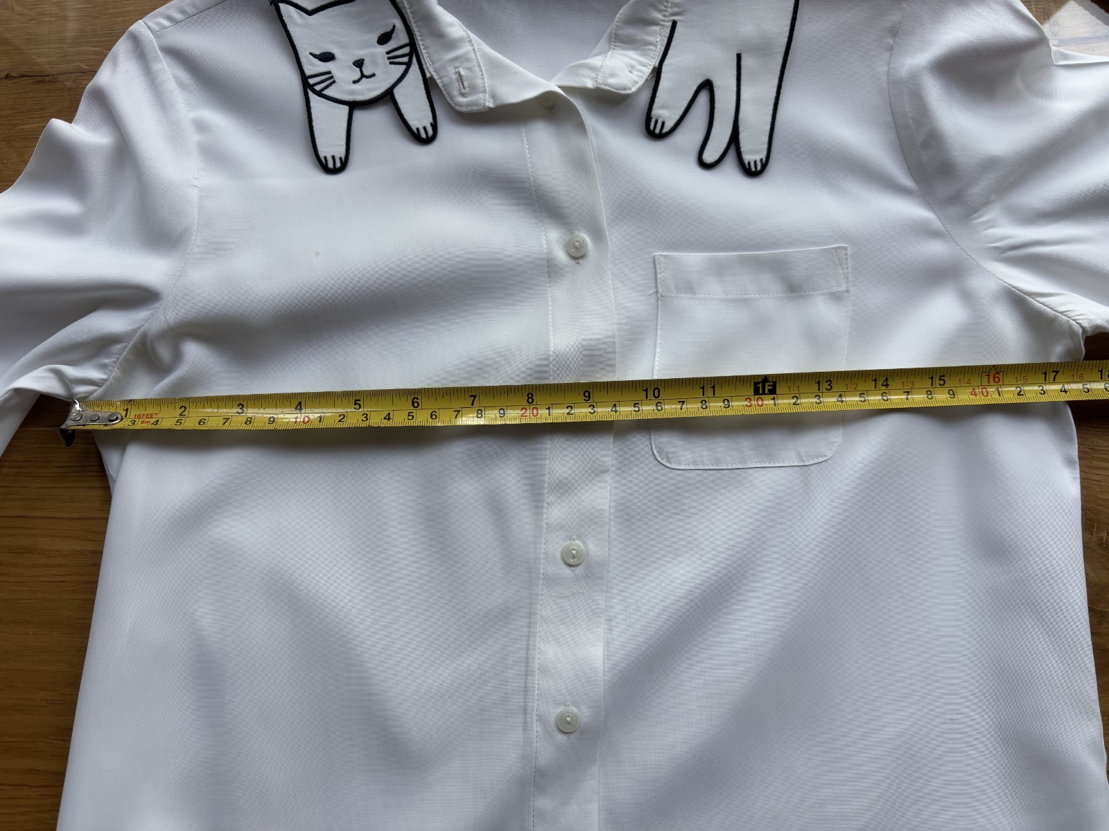 Miss Patina white cream ivory cat collar blouse shirt long sleeve M