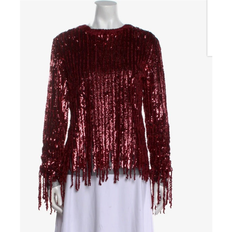 Etro Bateau Neckline Long Sleeve Blouse Red | Size: M | US10, IT46