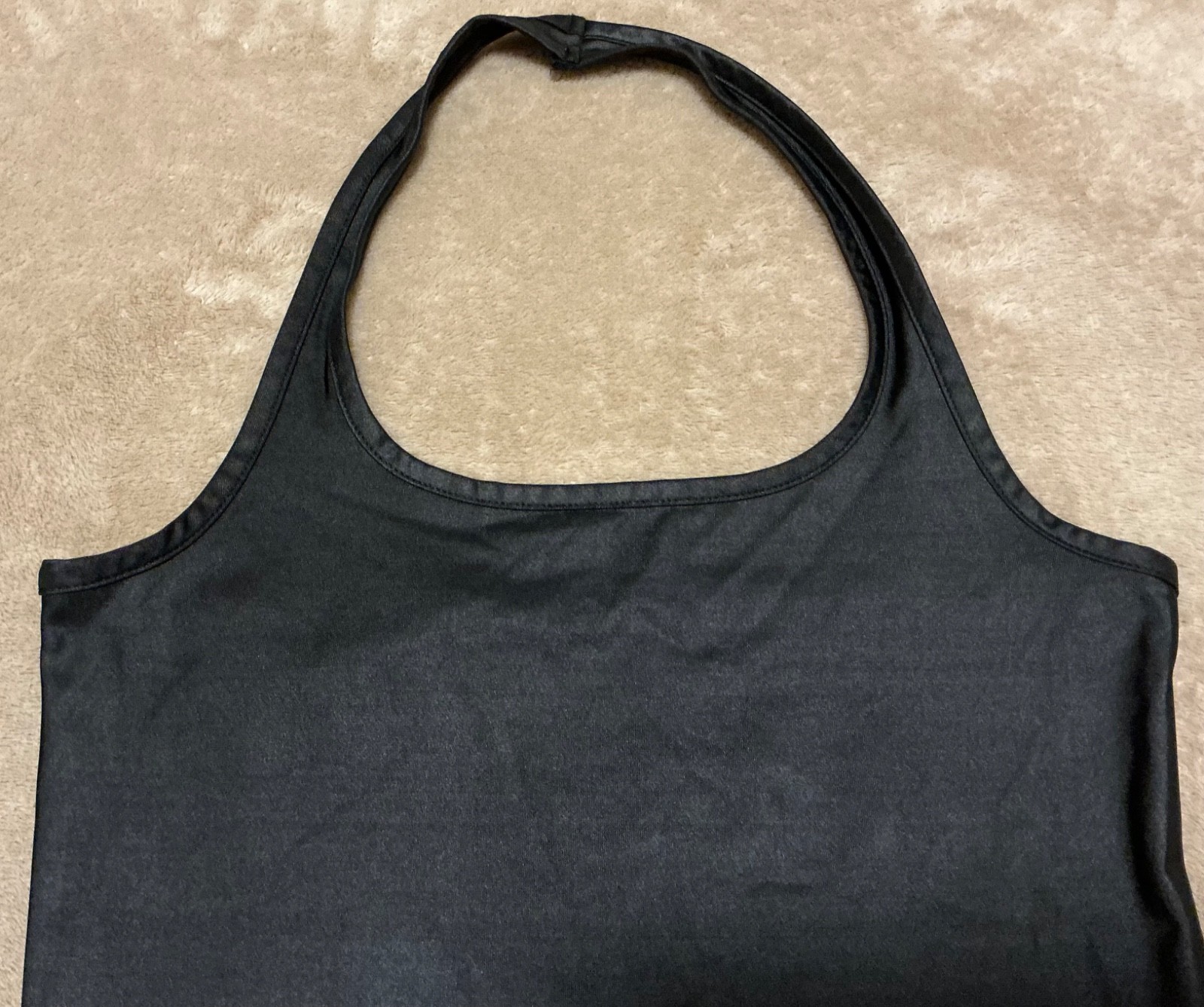 Unbranded Women’s Crop Top Sz.S Sparkly Black Stretch Full Length: 12 Inches.