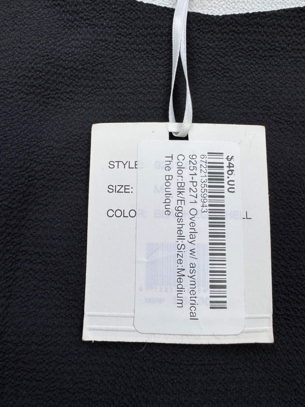 Sioni Top Women Medium Black White Eggshell Overlay Asymmetric Hem Blouse NWT