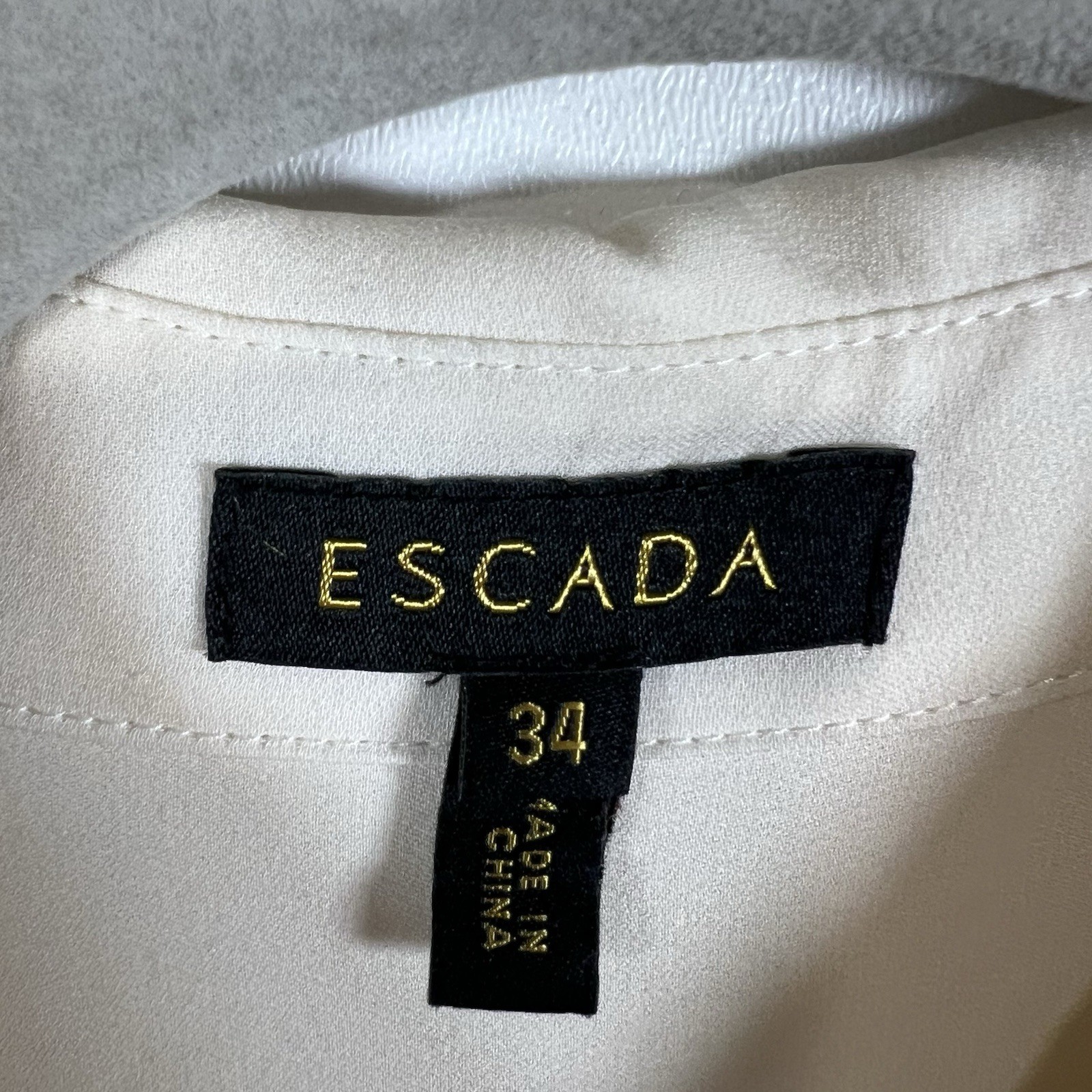 Escada Cream Pleated Ruffle Lace Silk Blouse Women’s Size 34/small Designer