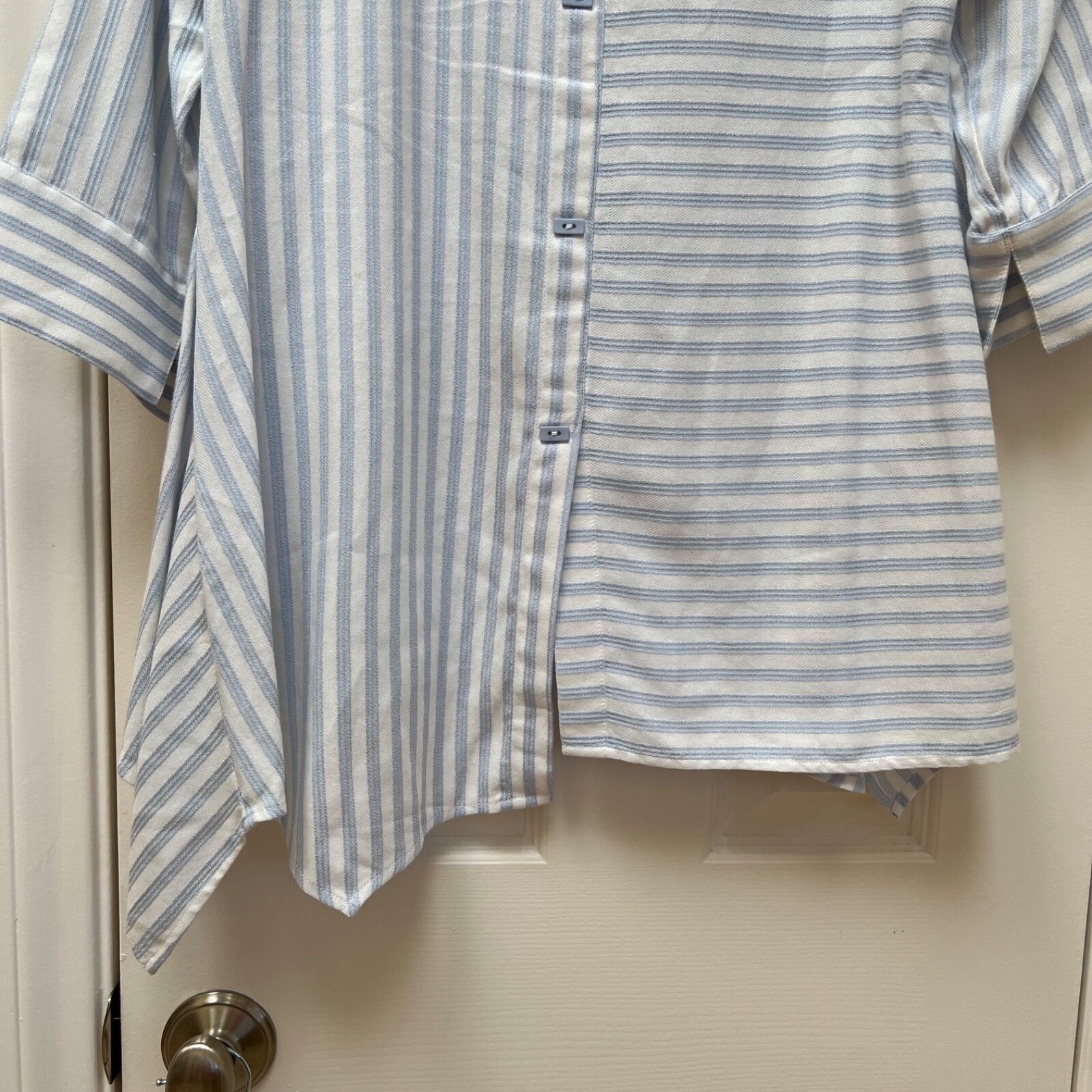 Soft Surroundings Striped Asymmetric Hem Tunic Blouse Coastal Grandma Petite XS