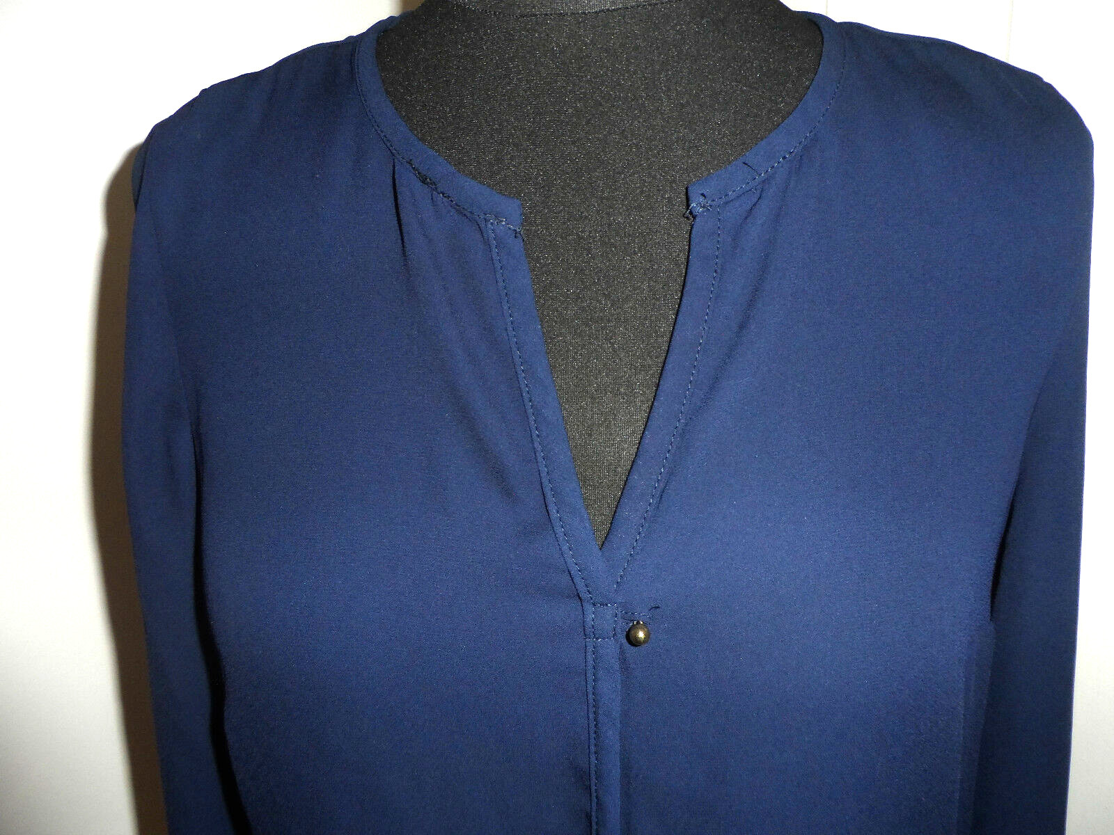 F&F Navy Blue Chiffon Long Sleeve Tunic UK 8-10 *in exc cond*