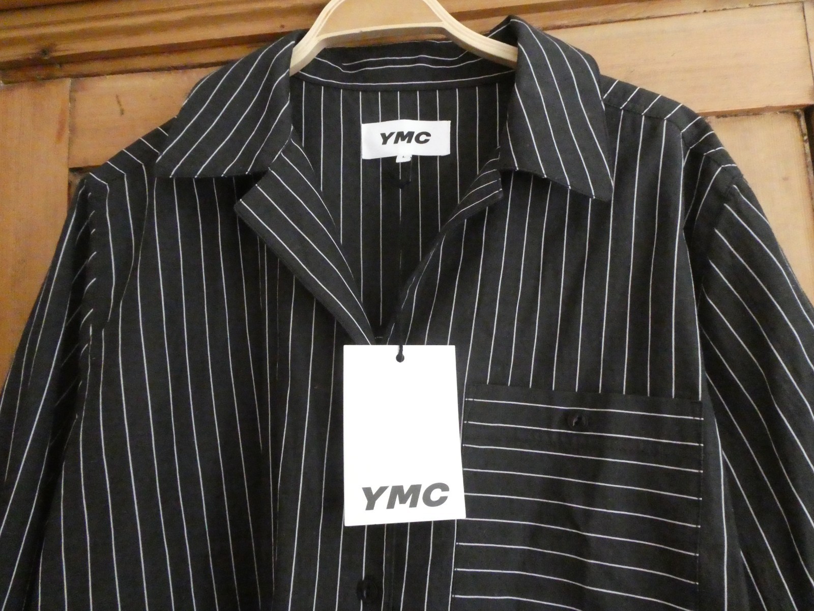 YMC Cotton Black & Fine Stripe ‘Annie’ Shirt – size L – BNWT