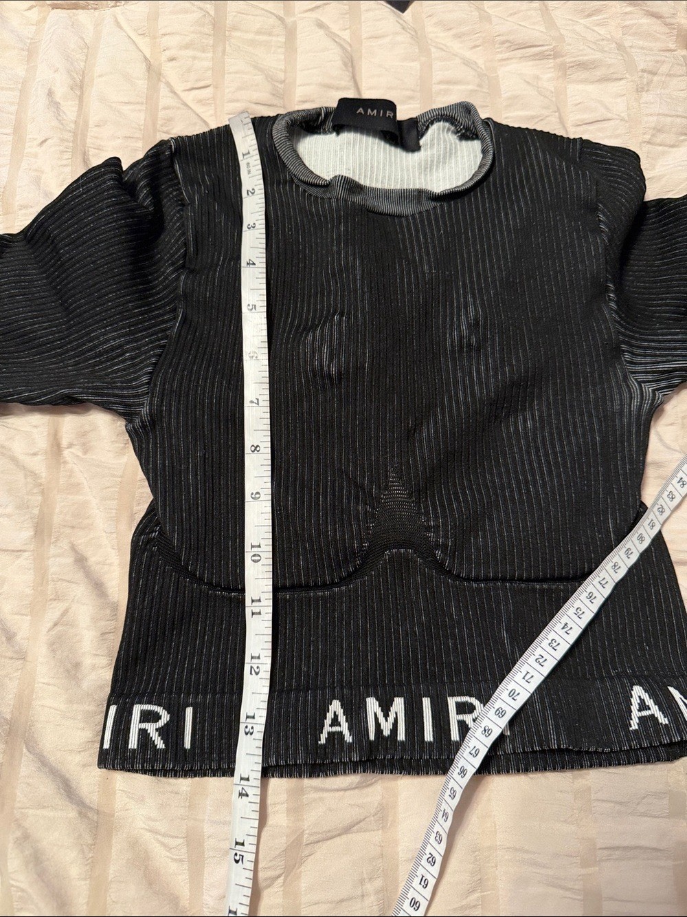 AMIRI black seamless knit top