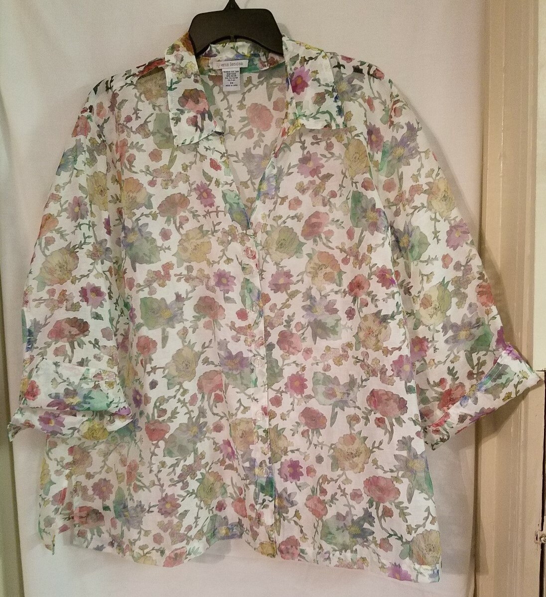 ERIN LONDON BLOUSE SHEER MULTI COLORS SIZE 2X #2795