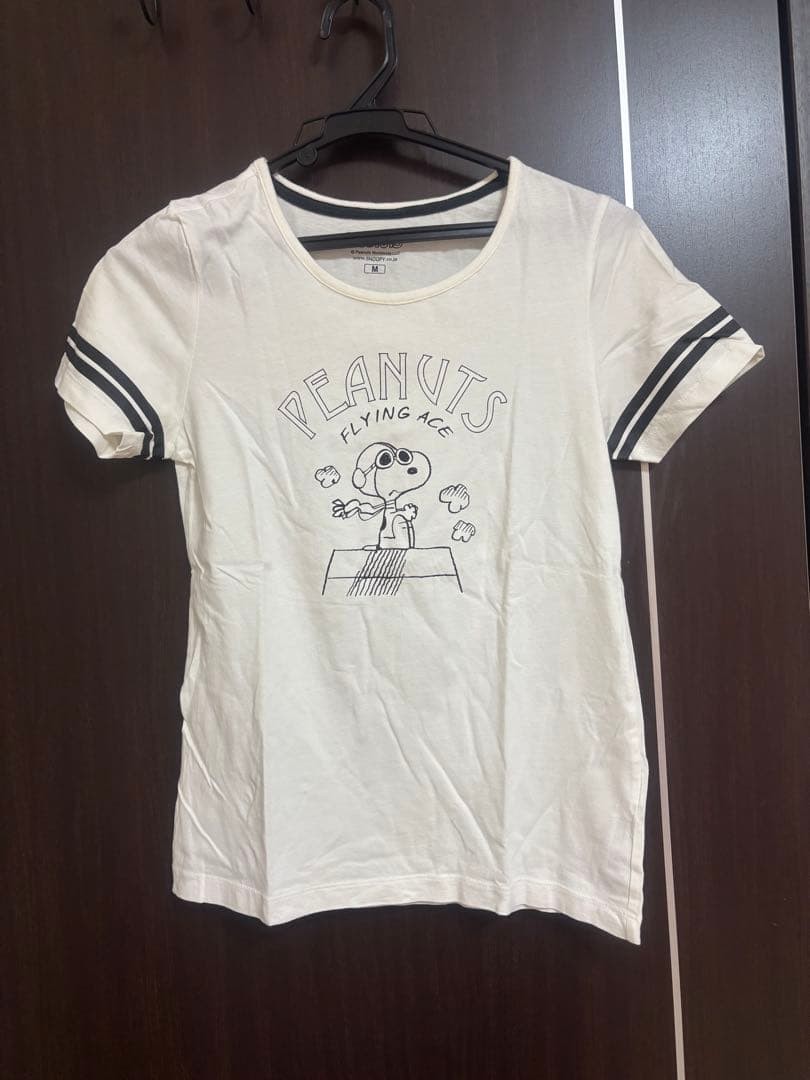 Peanuts Snoopy T-shirt White M Short Sleeve Logo Excellent Condition