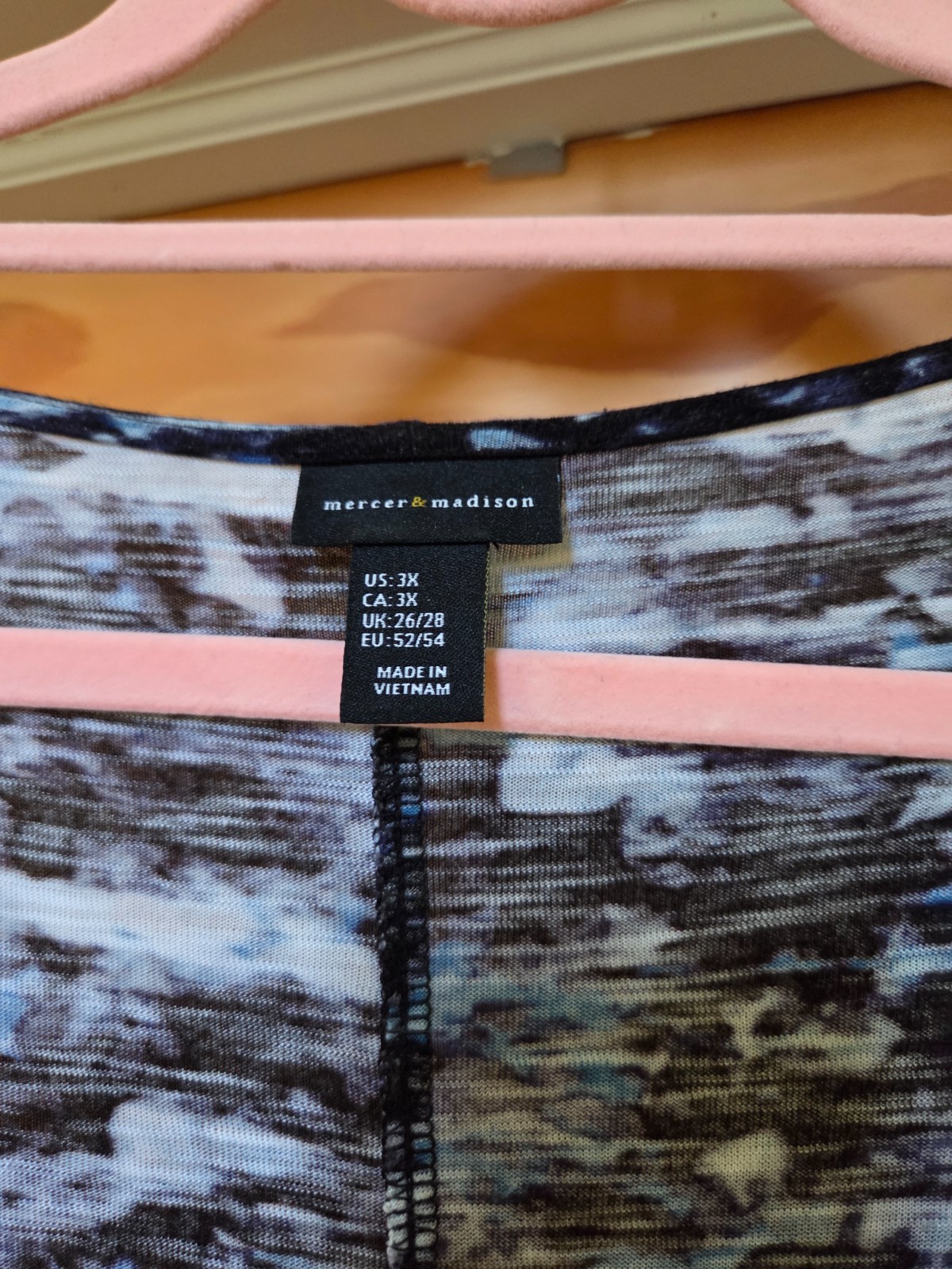 Plus Sized Multi-Colored 3/4 sleeve Top Blue/Black/White