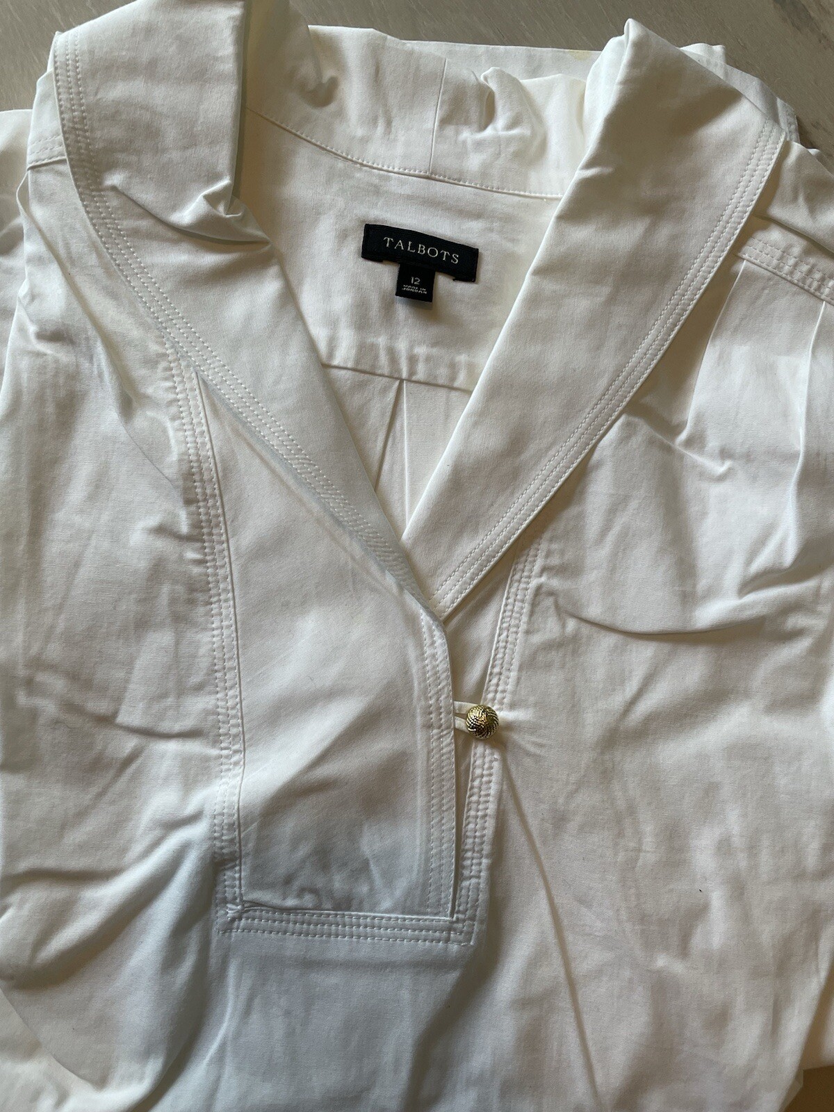 Talbots Ladies White 98% Cotton Blouse Sz 12