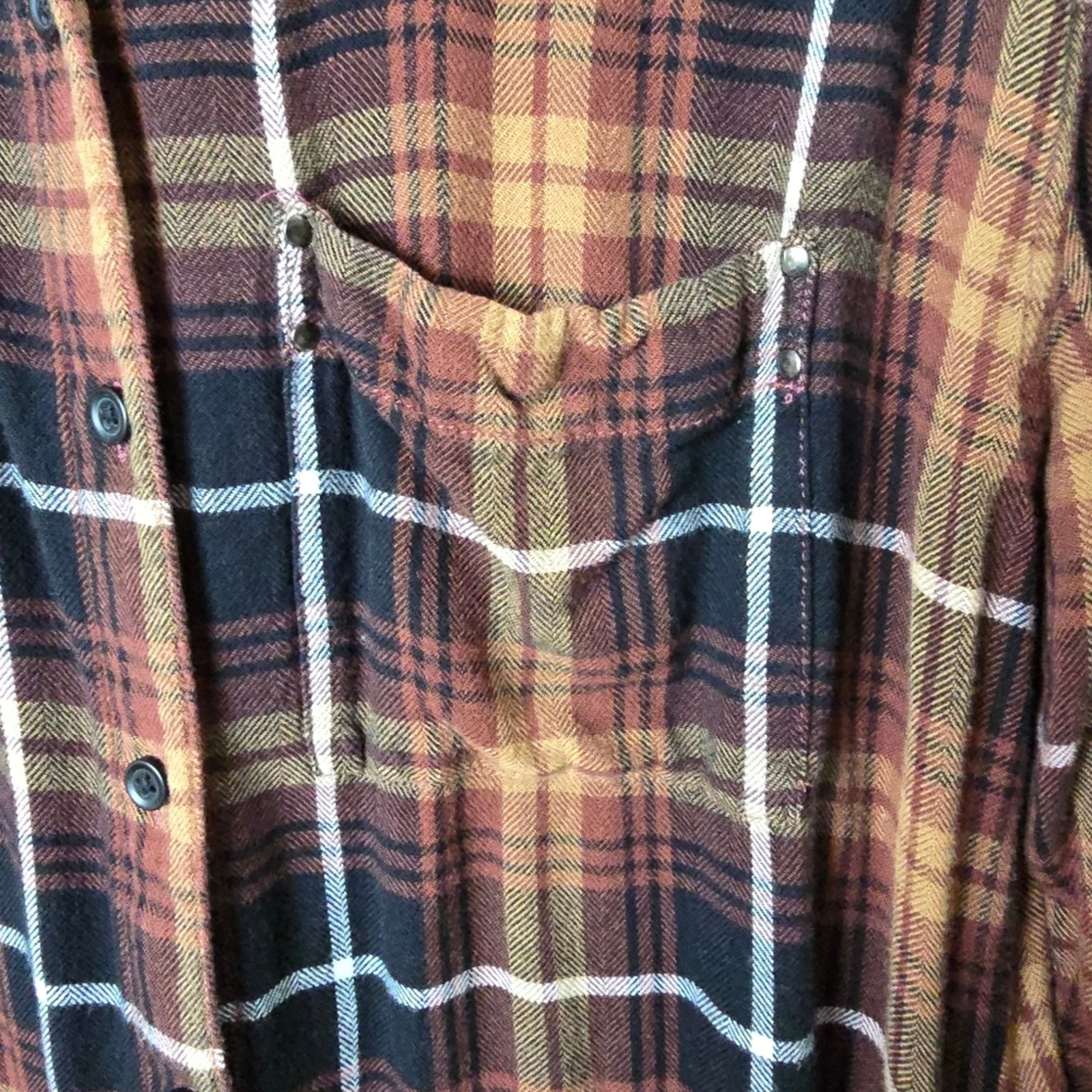 Beach Lunch Lounge Brown Black Plaid Shirt SP Cabincore Outdoors Camping Flannel