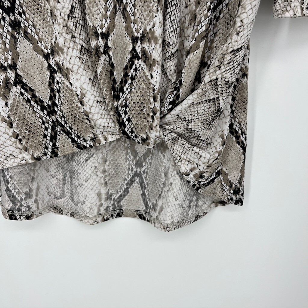 NWT Honeyme Snake Animal Print Twist Tie Front High Low Size Small Casual Tunic