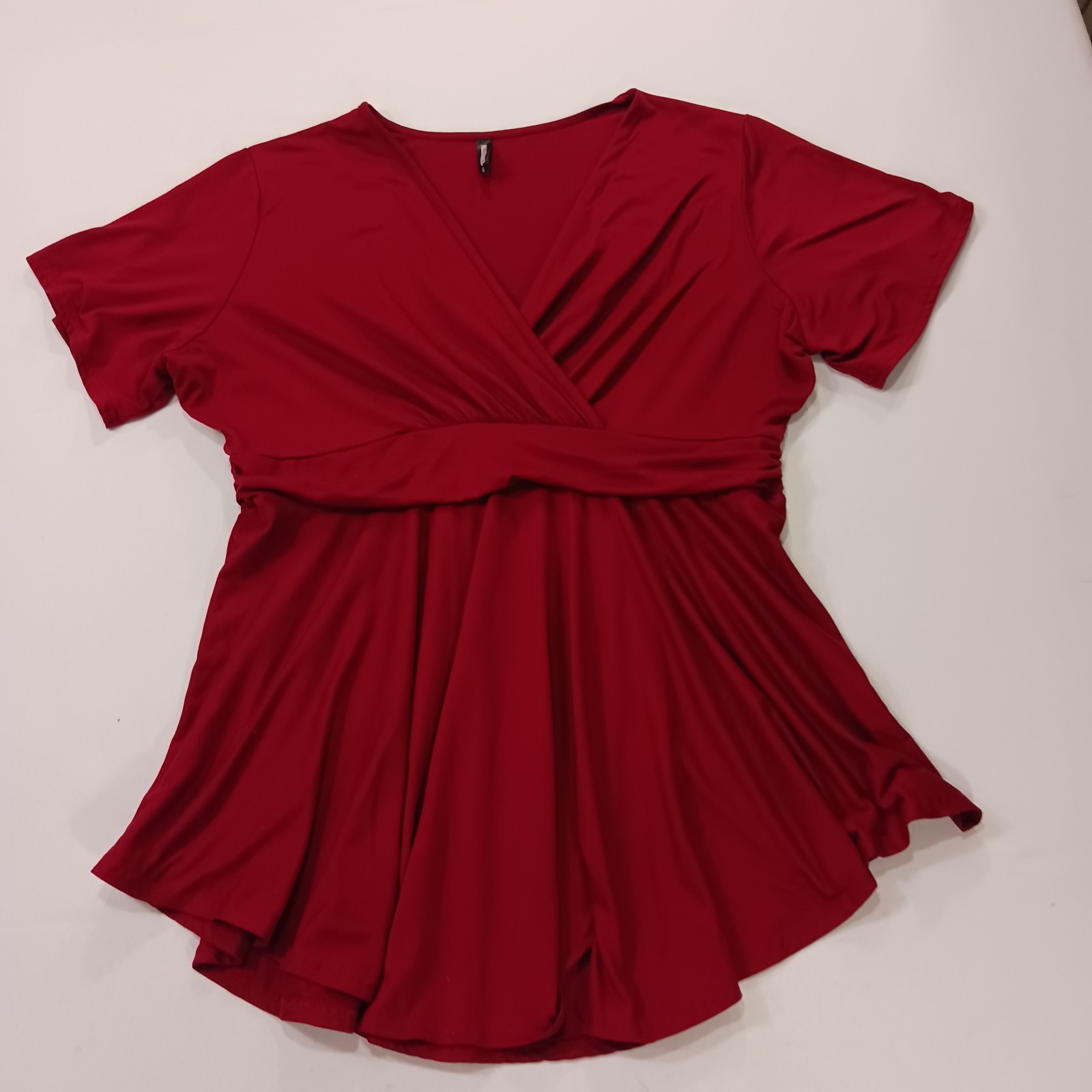 Allegrace Women’s Red Stretch Short Sleeve Casual Top Blouse Size 1X
