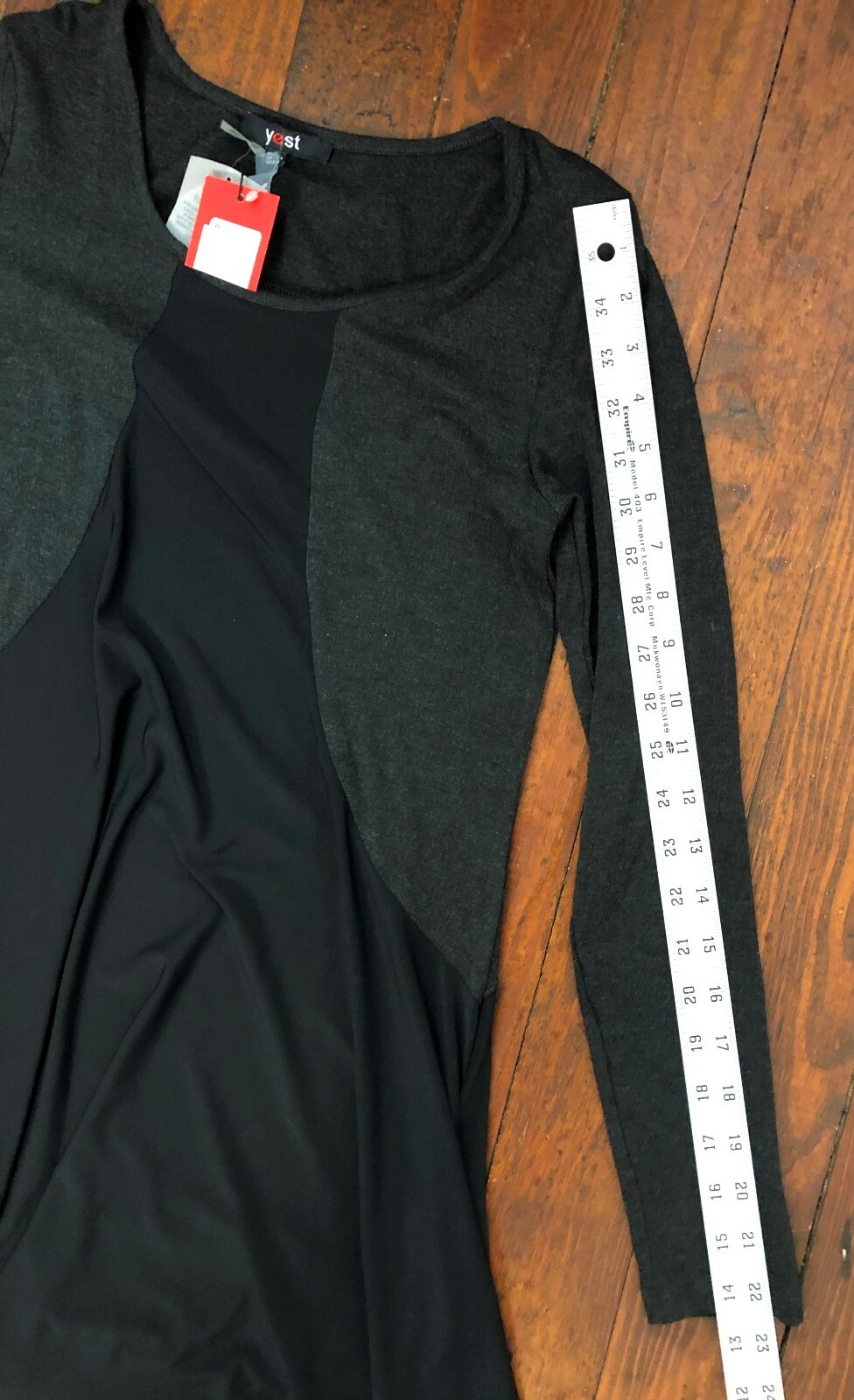 New Yest Pullover Long Top Black Gray Hi Lo Polyester Viscose 4 Small