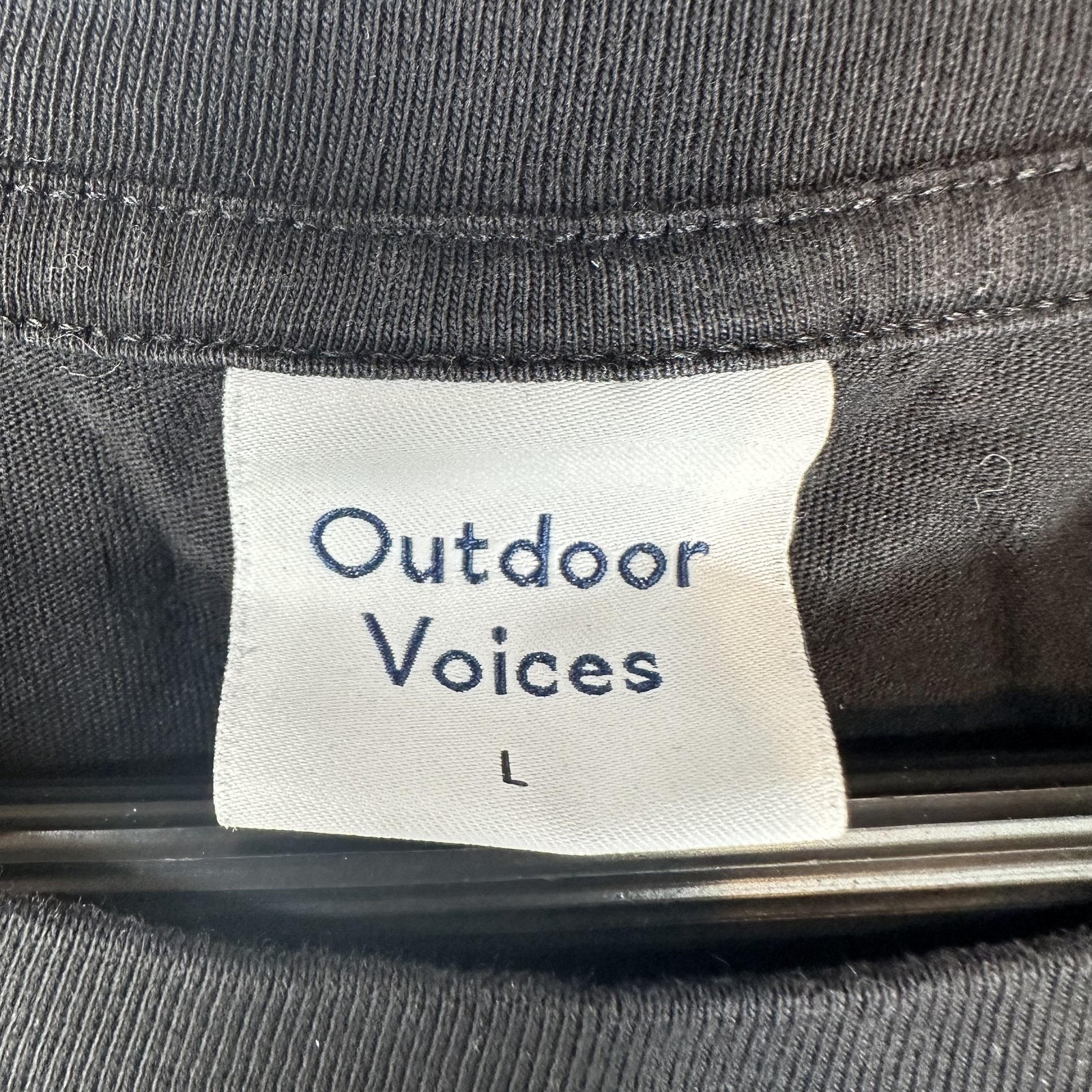Outdoor Voices Shirt Womens L Black Organic Cotton Crop Tee Crew Neck Basic