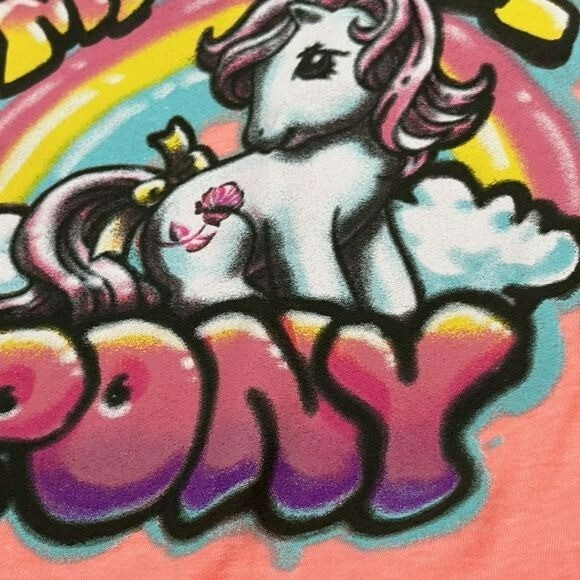 My Little Pony Neon Hot Coral tee retro airbrush pony size medium NEW