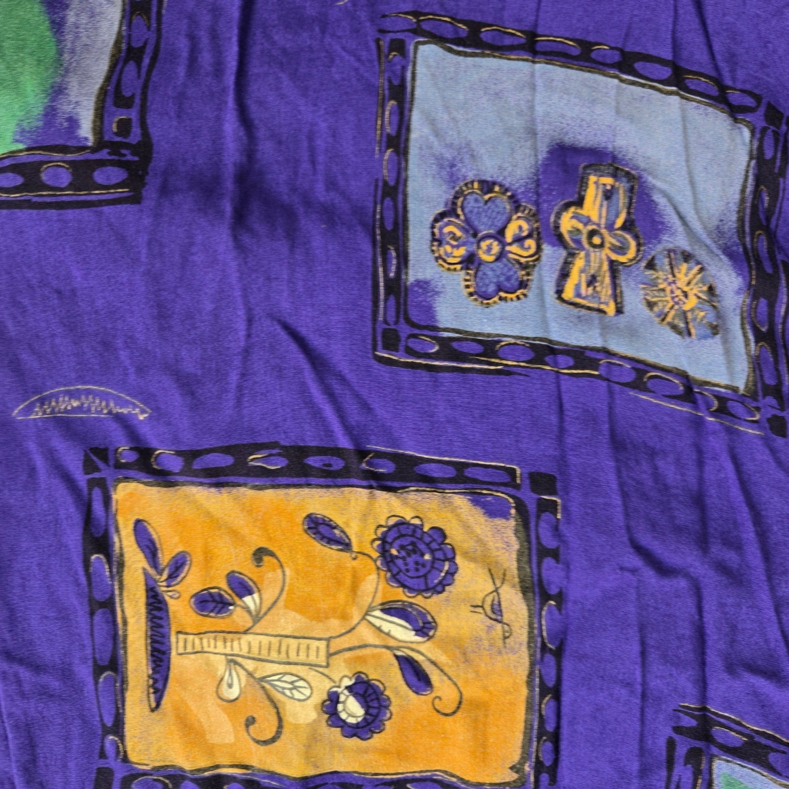 Vintage Plus Preferred Purple Abstract Button Up Shirt Women 24W Shoulder Pads