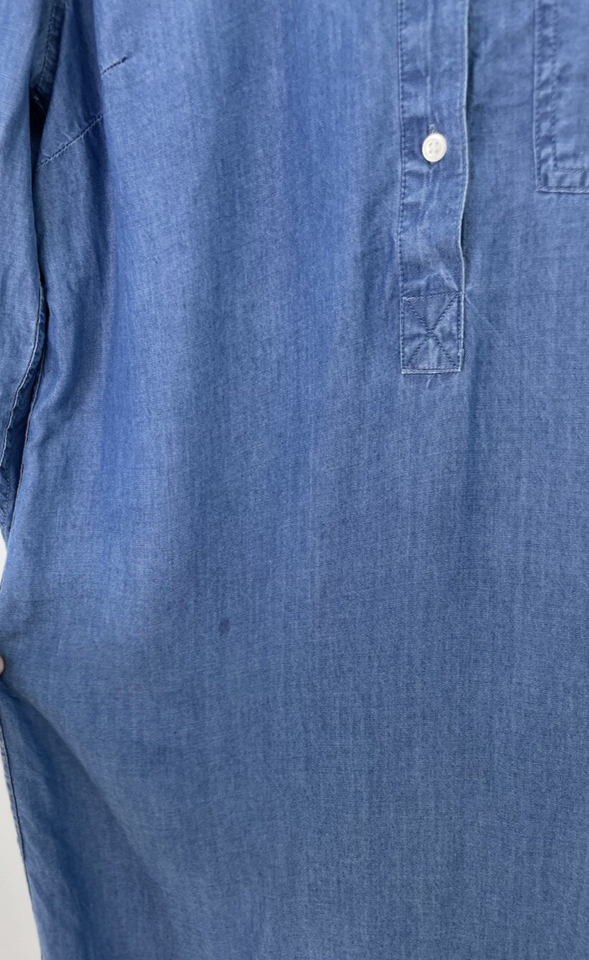 Old Navy 100% Chambray Shirt Button Front Blue Long Sleeve Dress S, Flaw