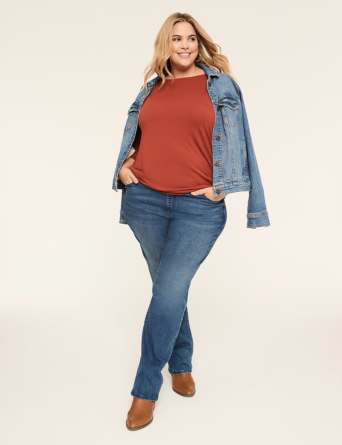 Lane Bryant Size 18/20 3/4-Sleeve DreamFeel Soft Stretchy Top Burnt Orange NWT