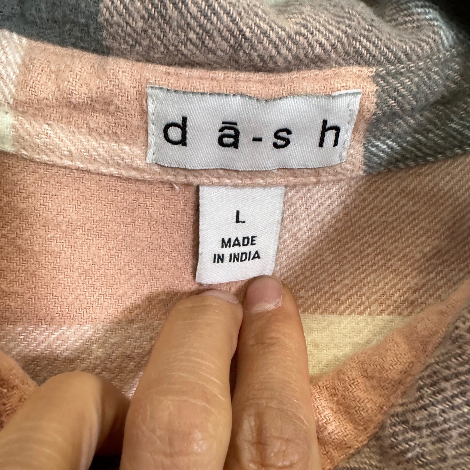 DASH Plaid Flannel Button Down Shirt Jacket Oversized Cozy Casual Grunge Women L