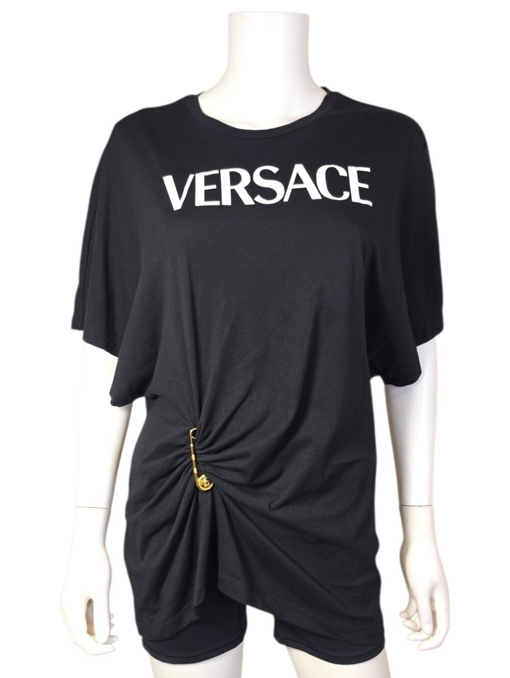 Authenticated $750 VERSACE Pin Tee Black Gold IT38 Size US 2