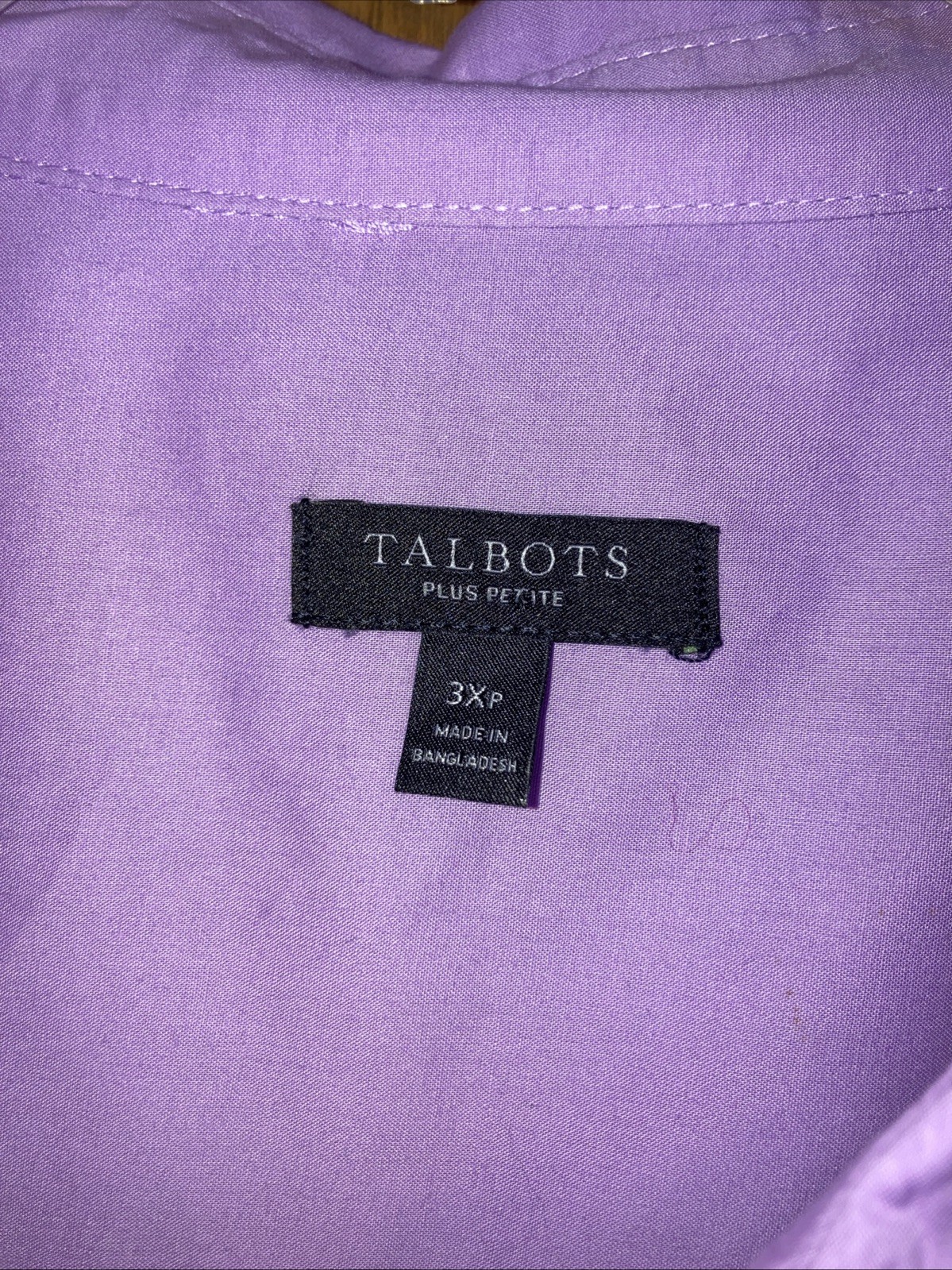 Talbots Womens Plus Size 3Xp Lavender Blouse Long Sleeve Button Up Collar Office