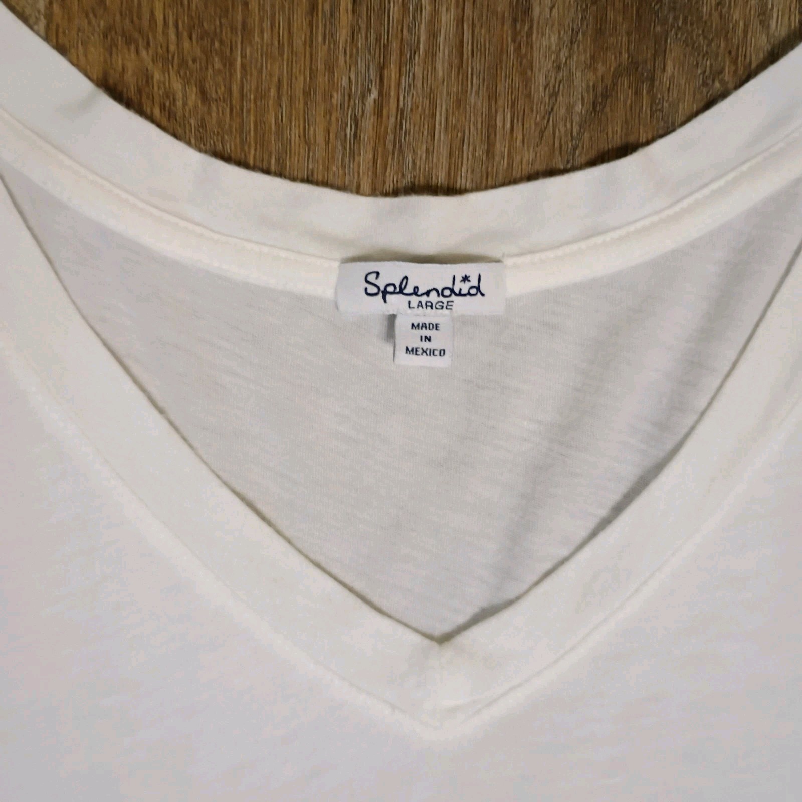 Splendid Women’s Classic V-neck White T-shirt Modal Pima Cotton Blend Size Large