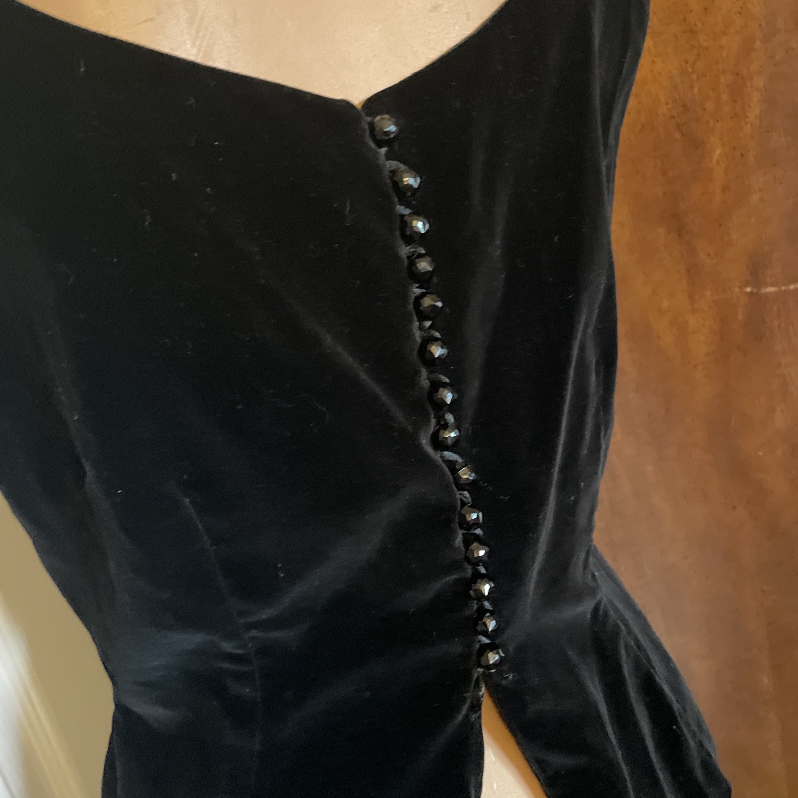 Vintage Black Velvet Shirt Top Blouse 50s 60s Retro Steampunk Goth