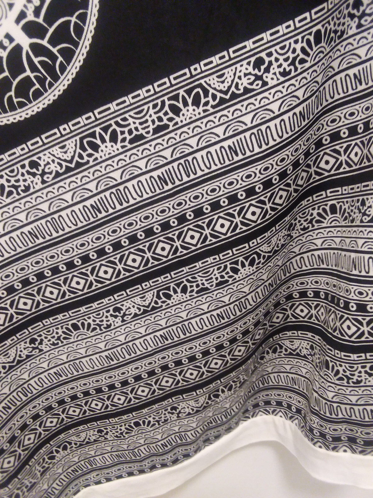 Tribal Print WOMEN’S ONE SHOULDER TOP BLOUSE Short Stretch Fit Black White