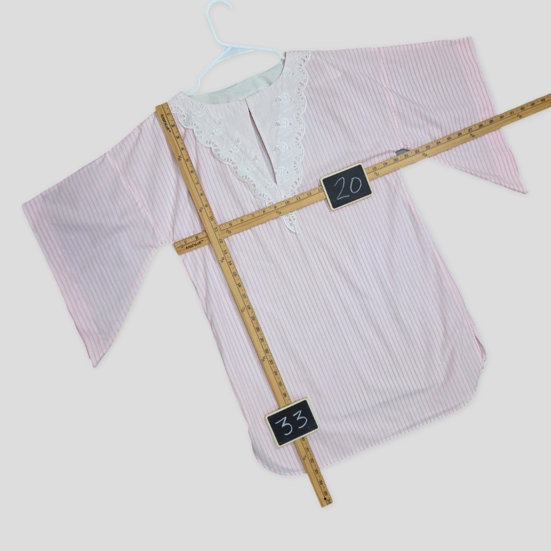 Vintage Avon Fashions Tunic Top Womens M Pink Striped Casual Summer Coastal