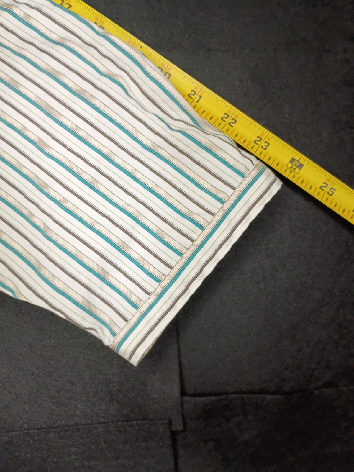 Worthington Stretch 2XL Blue/Champagne Stripe Button Up Blouse, Button Sleeves