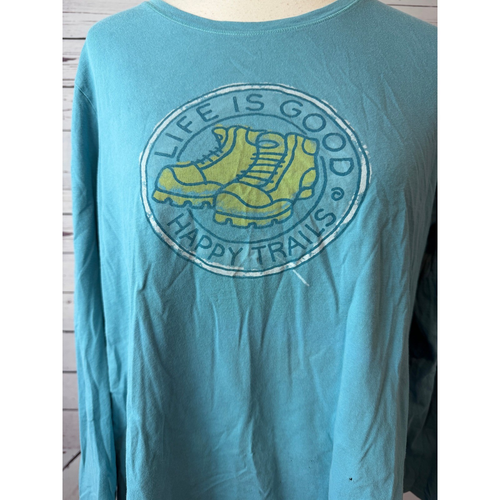 Life is Good Long Sleeve T-Shirt XL Extra Large Happy Trails Hiking Womens HoLeS