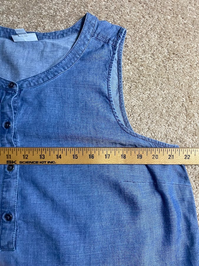 J.Jill Denim Womens Sleeveless Tank Top Blouse 100% Lyocell Raw Hem Sz L