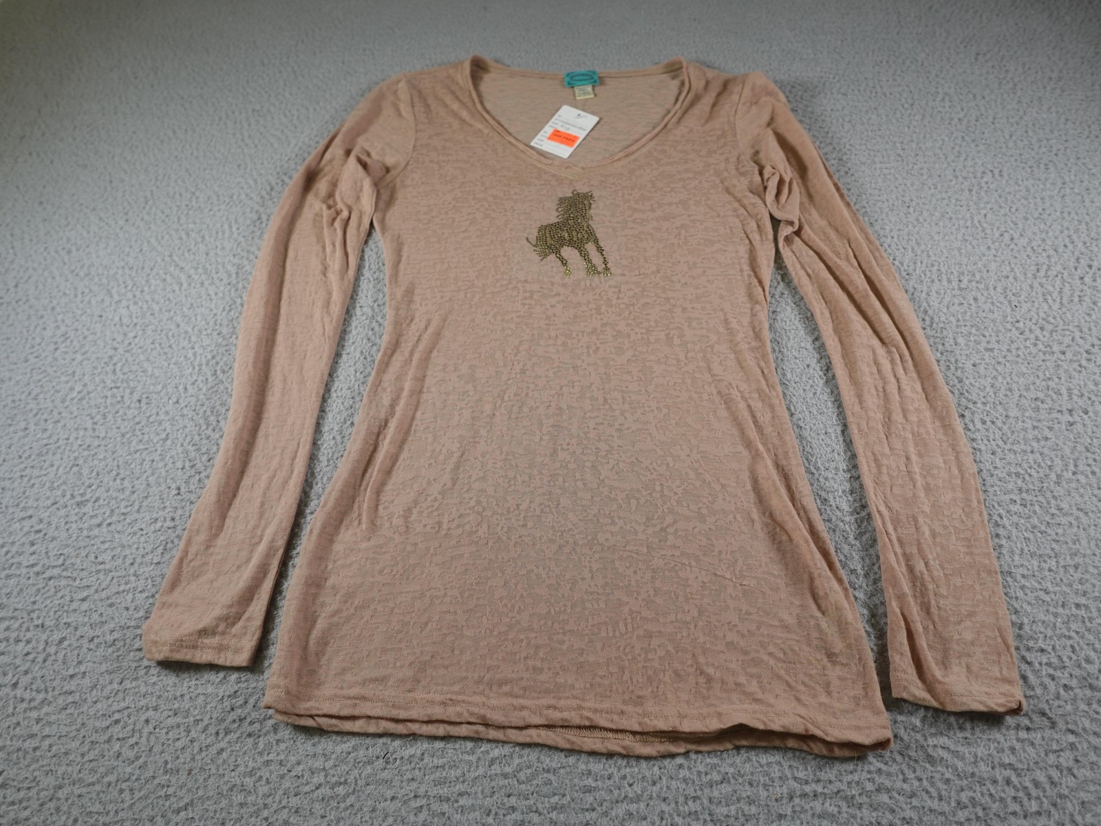 Vintage Cowgirl Hardware Shirt Womens XL Brown Horse Rhinestone Rodeo Ranch 90s