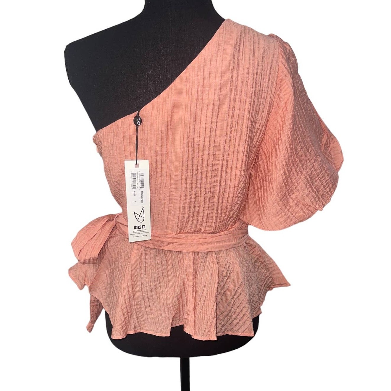 NWT! MinkPink Vera One Shoulder Peplum Top – Size X-Small (MSRP $99)