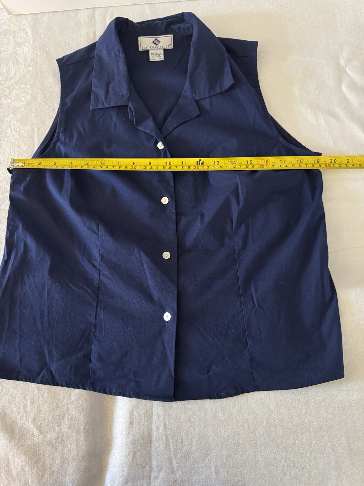 Vintage Y2K Fairway Sport Sleeveless Button Up Blouse Blue Size L Made In USA