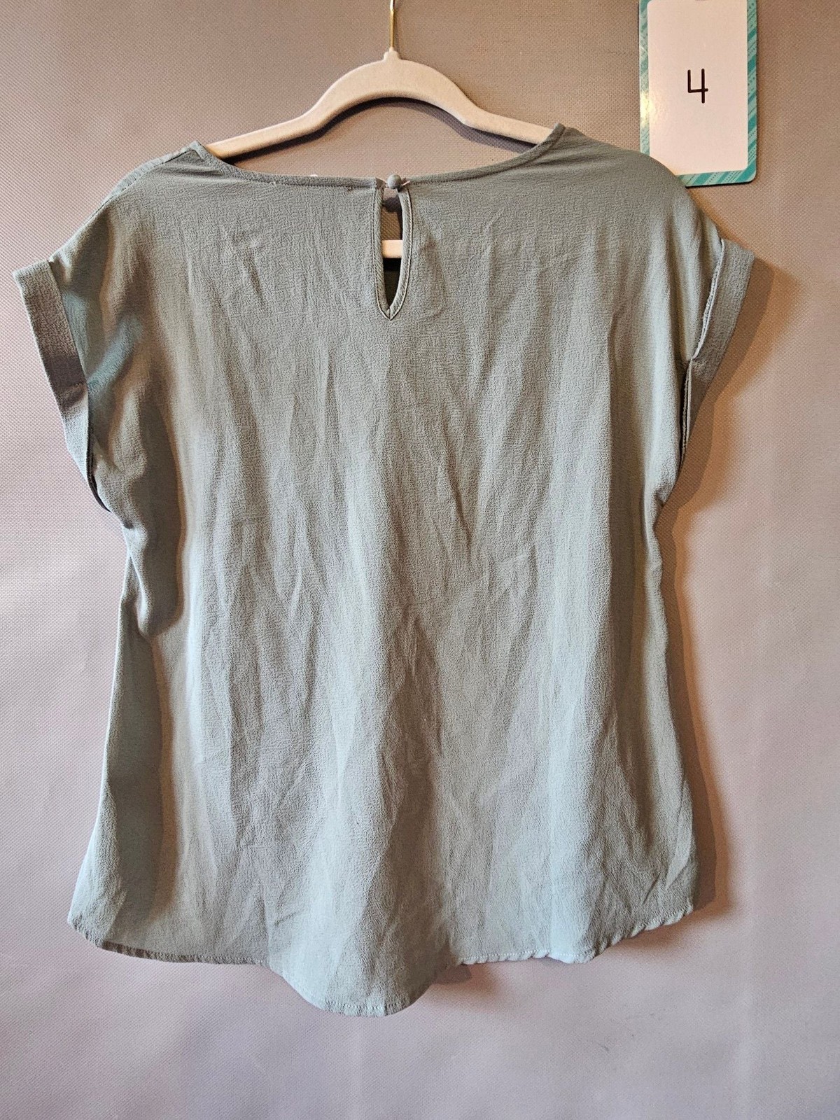 Pink Rose Women’s Sage Green Short Sleeve Twist Front Blouse