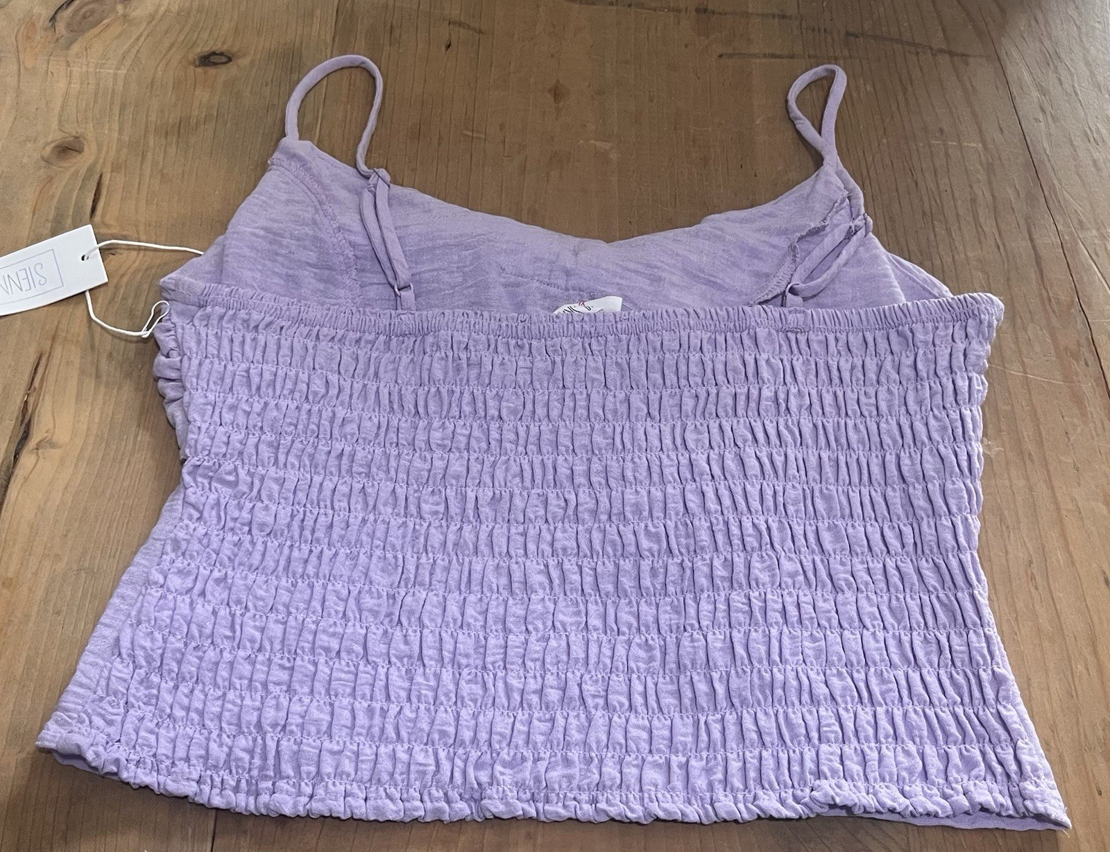 Sienna Sky Smocked Crop Top Women’s Size XL Lilac Bow Ruched Back NWT