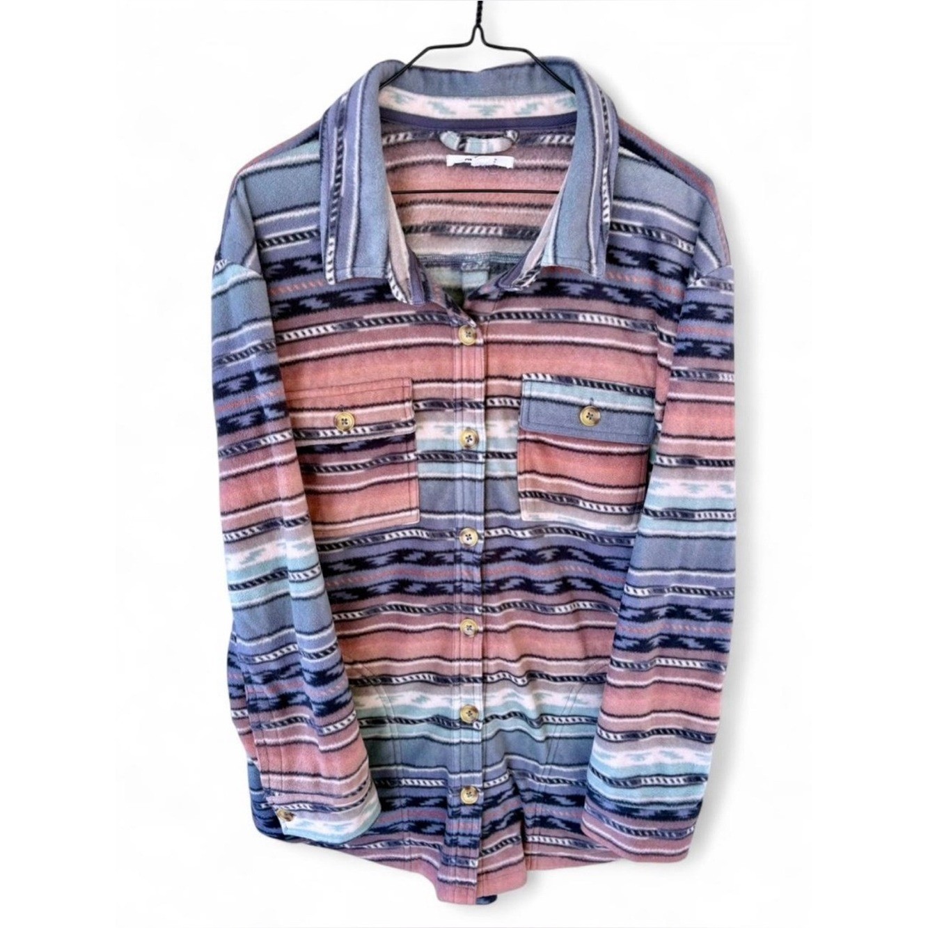 O’Neill Superfleece Shirt Shacket Button Down Southwestern Print Medium Aztec