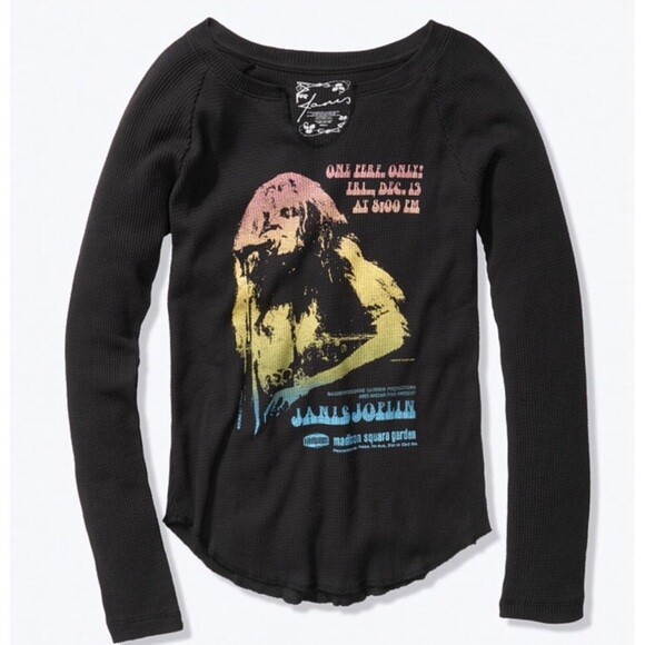 VICTORIA’S SECRET PINK JANIS JOPLIN RETRO LONG SLEEVE BAND WAFFLE TEE XS S M L