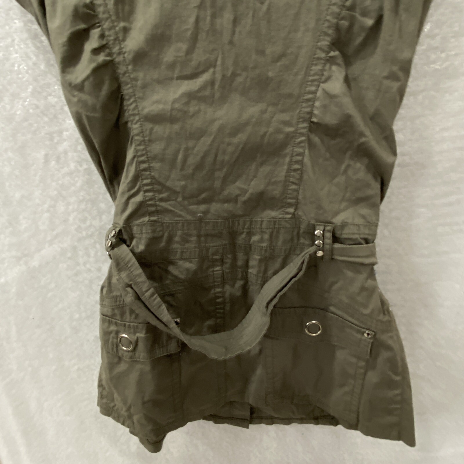 Mustard Seed Utility Shirt Women’s Small Green Short Sleeve Snap Front Pockets