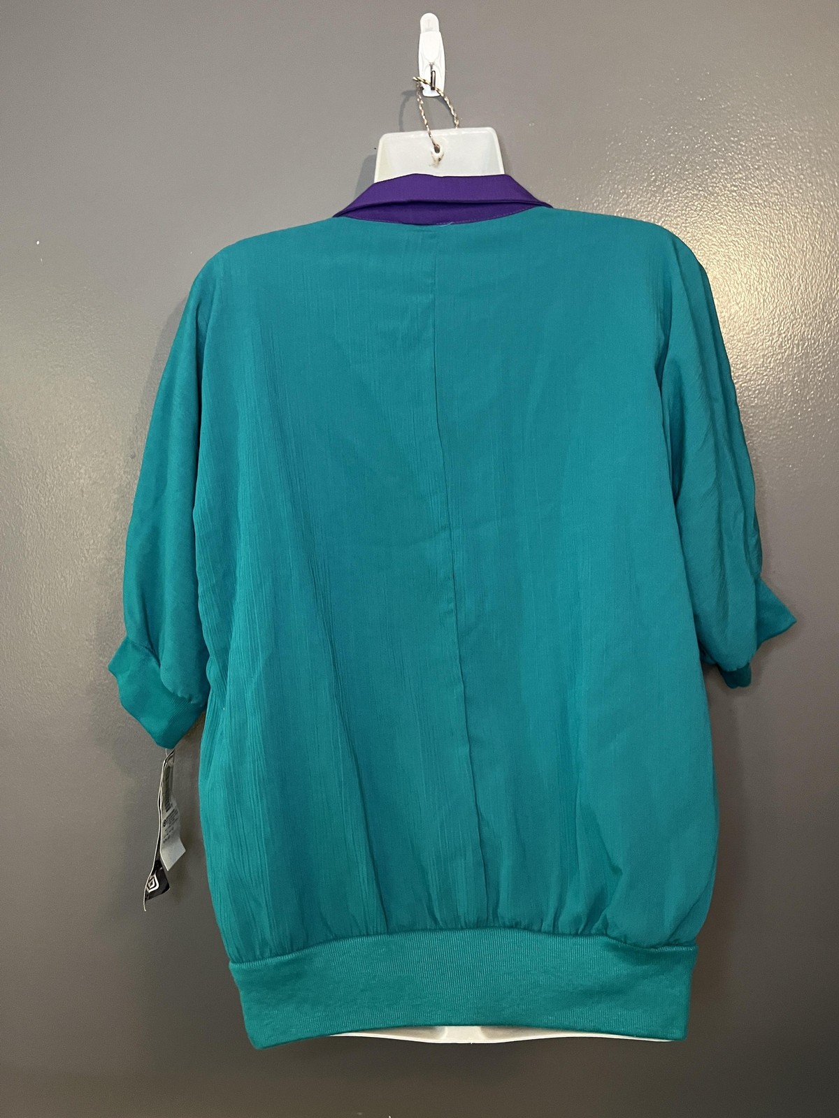 Vintage Season The Ticket Blouse Womens Large Jade Paisley Made USA 80s