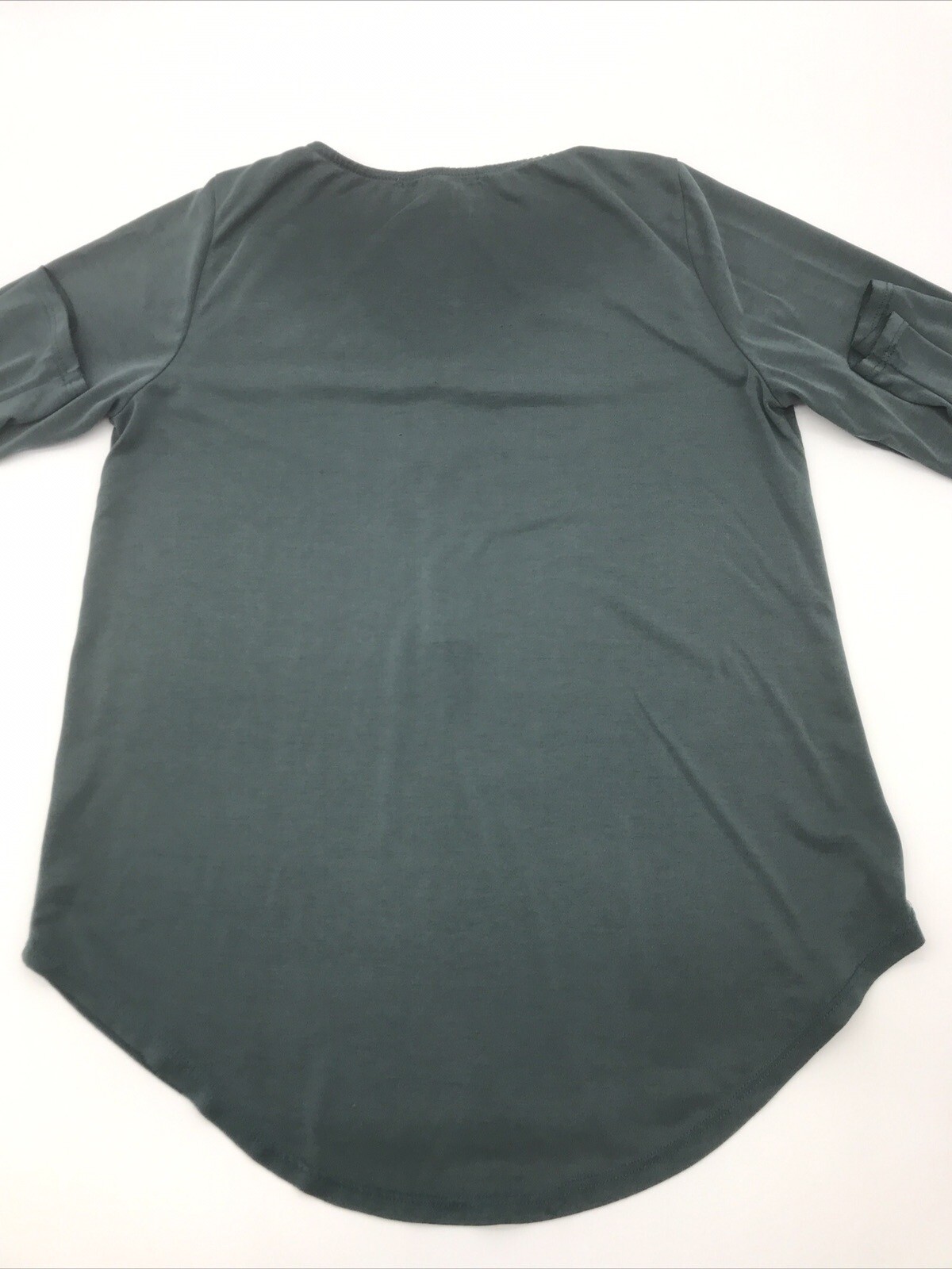 Green Envelope Blouse Women Small Green 3/4 Zip V-Neck Long Sleeve…#1042