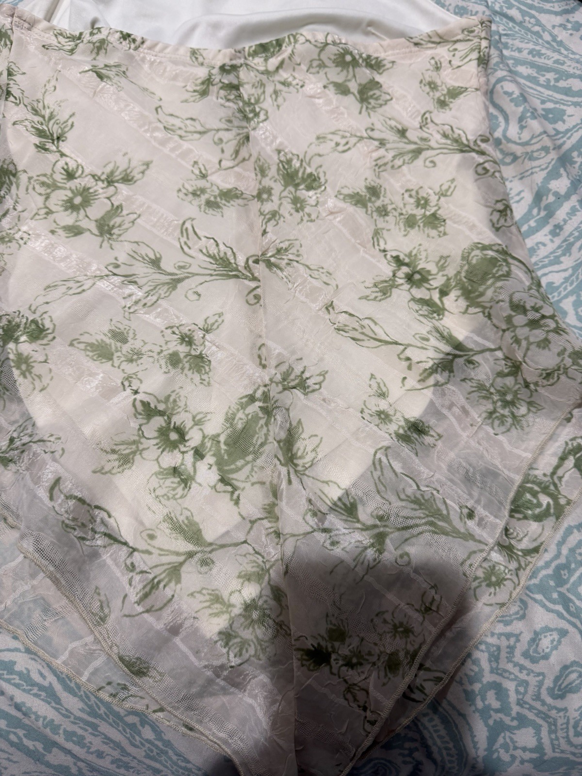 Vintage Studio Y Green Floral Halter Handkerchief Top