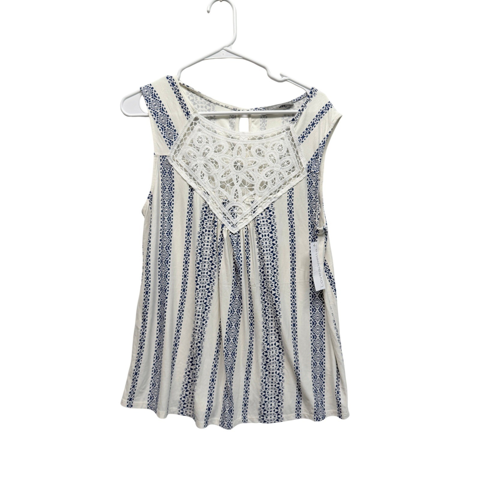NWT Loveappella Knit Top Lemma Lace Placket XL Cobalt Blue Womens
