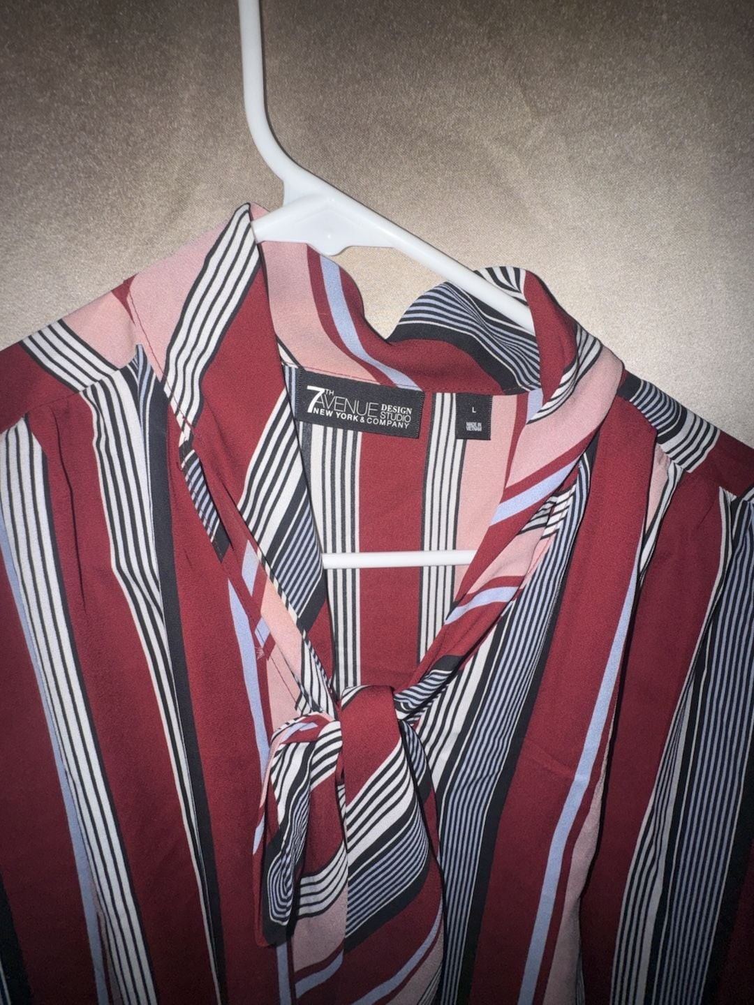 7th Avenue Design Studio New York & Company Women’s Sleeveless Striped Tie-Neck