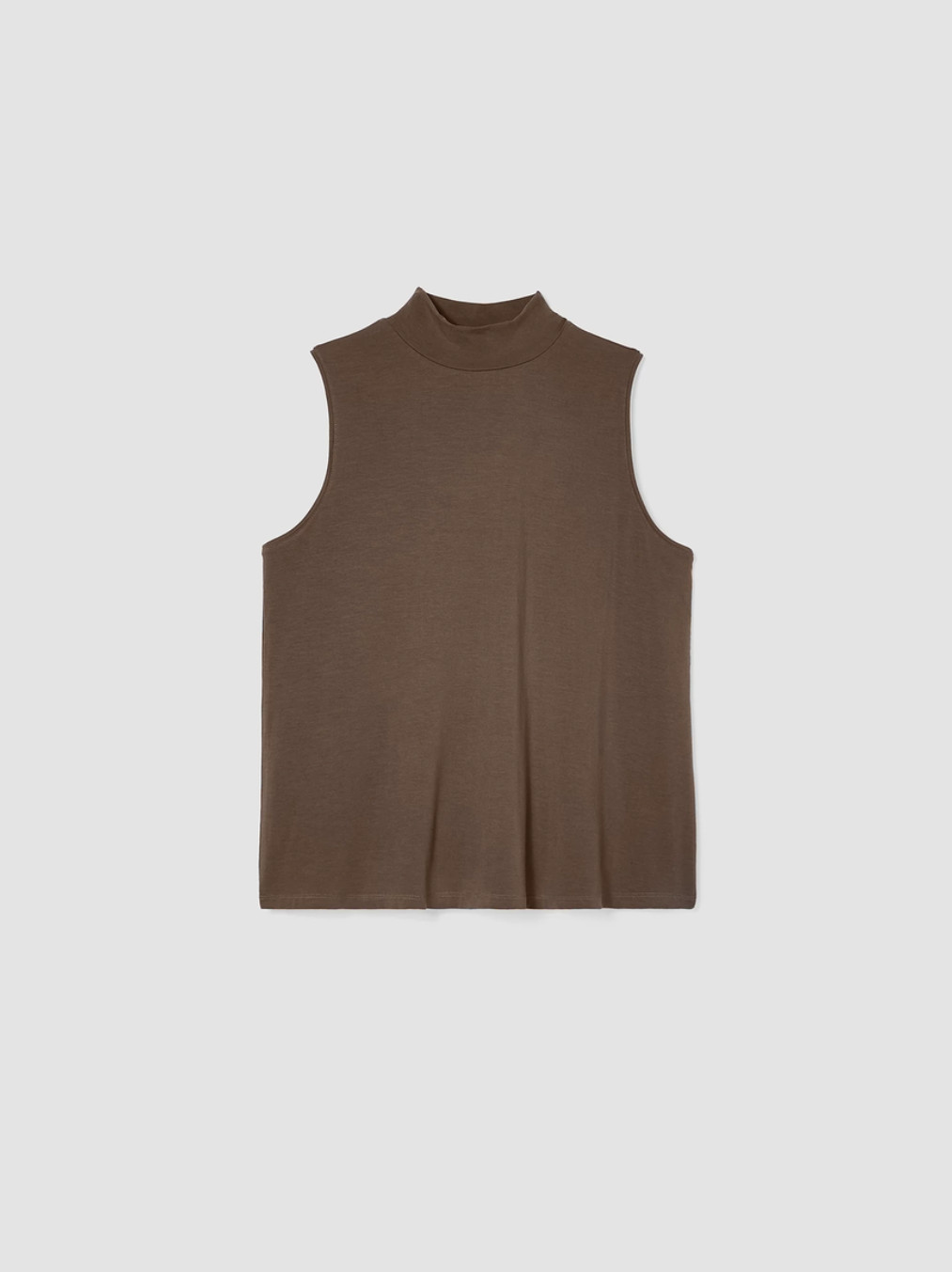 Eileen Fisher Espresso Basic Length Fine Jersey Mock Neck Tank Sz XXS