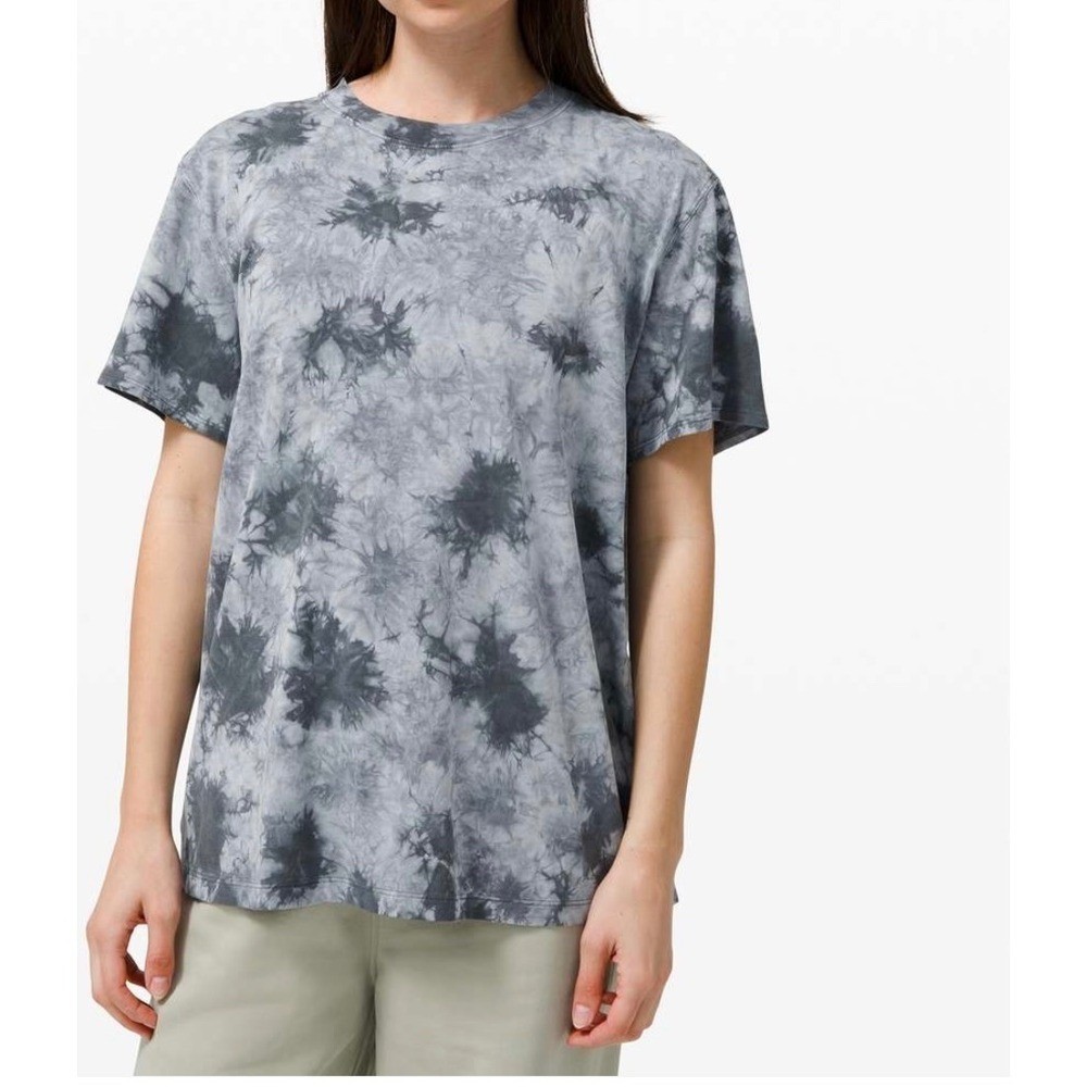 Lululemon All Yours Tee Earth Dye Stone Black Gray Tie Dye T-Shirt Estimated M