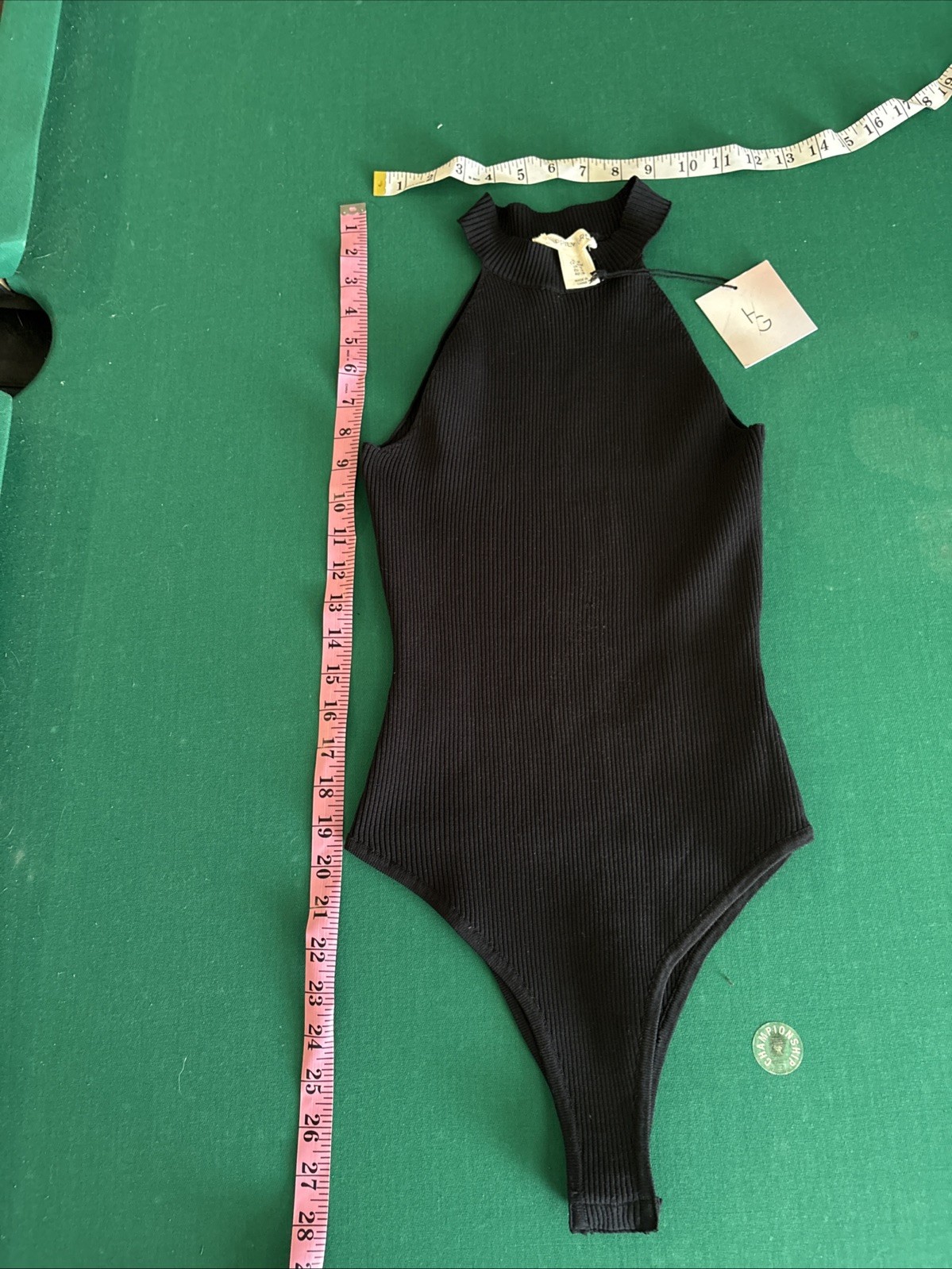 Happily Grey Black Ribbed Mock Neck Bodysuit Womens Size M Snap Closure